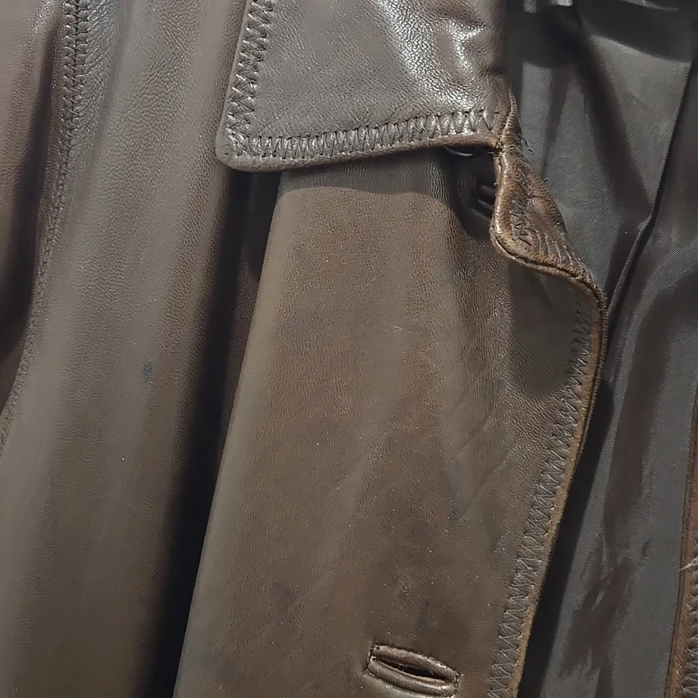 Vintage Gallery genuine lamb leather chocolate brown button down jacket coat XL